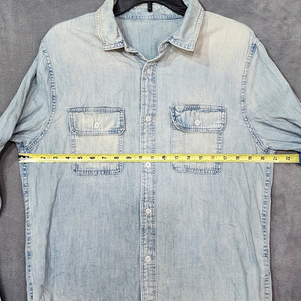 AG Adriano Goldschmied Mens Chambray Button Down Shirt Light Wash Cotton Medium - Picture 8 of 8